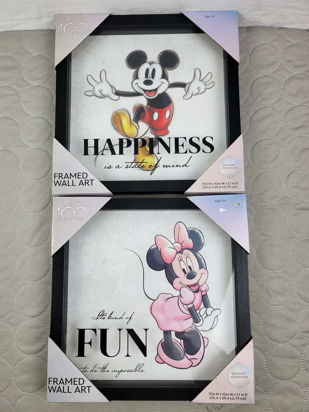Disney Framed Wall Art Pair - Black Frames with Pink & Yellow Accents